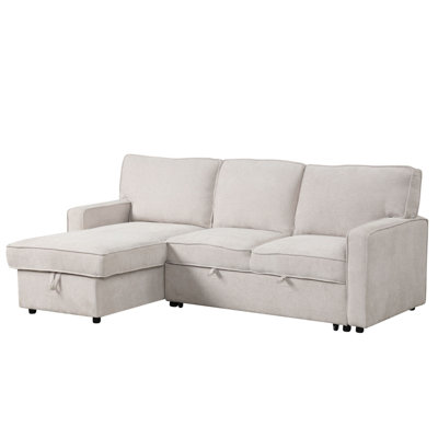 Rogel Upholstery Sleeper Sectional Sofa With Storage Space Usb Port And 2 Cup Holders
