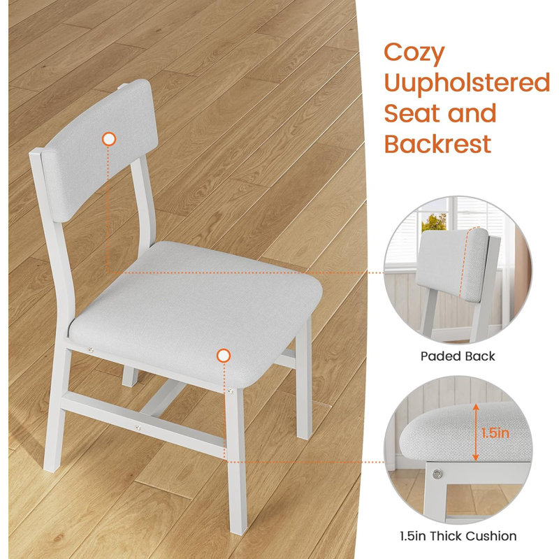 5-Piece Dining Table Set For 4-6 People, 63" Extendable Kitchen Table And 4 Cushion Chairs, Dining Room Table With Mdf Board & Metal Frame For Small Space, Easy Clean