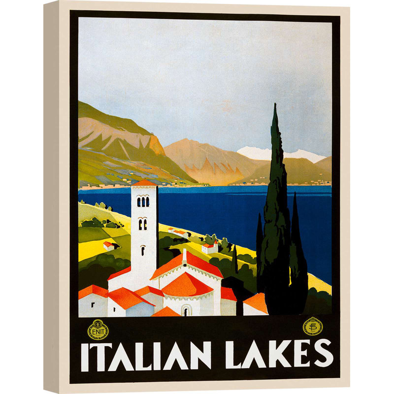 Vintage City Poster: Italian Lakes - Wrapped Canvas Print, 100cm H x 70cm W