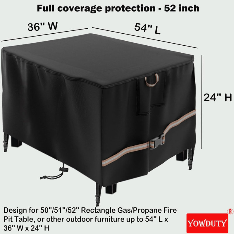 Rectangular Propane Gas Fire Pit Table Cover 52x34x24