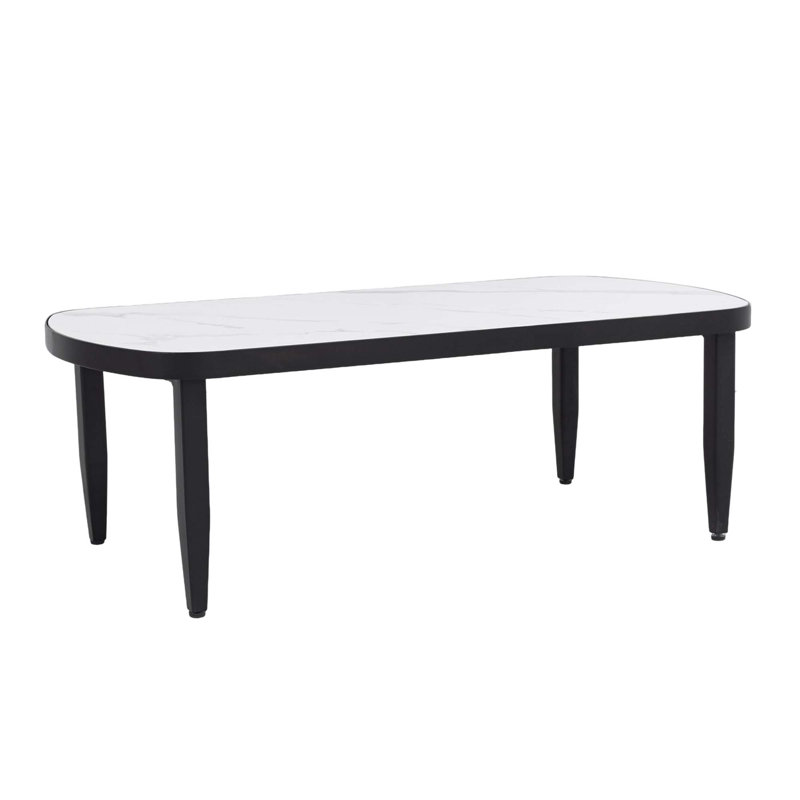 Table basse d'extérieur moderne 47,2 "avec plateau en marbre et structure en aluminium