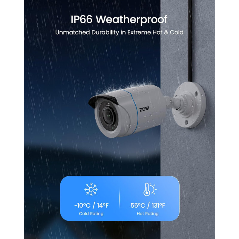 8CH 1080p Wired Security Camera System, 4 Outdoor Security Camera with 80ft Night Vision, 500GB HDD, White