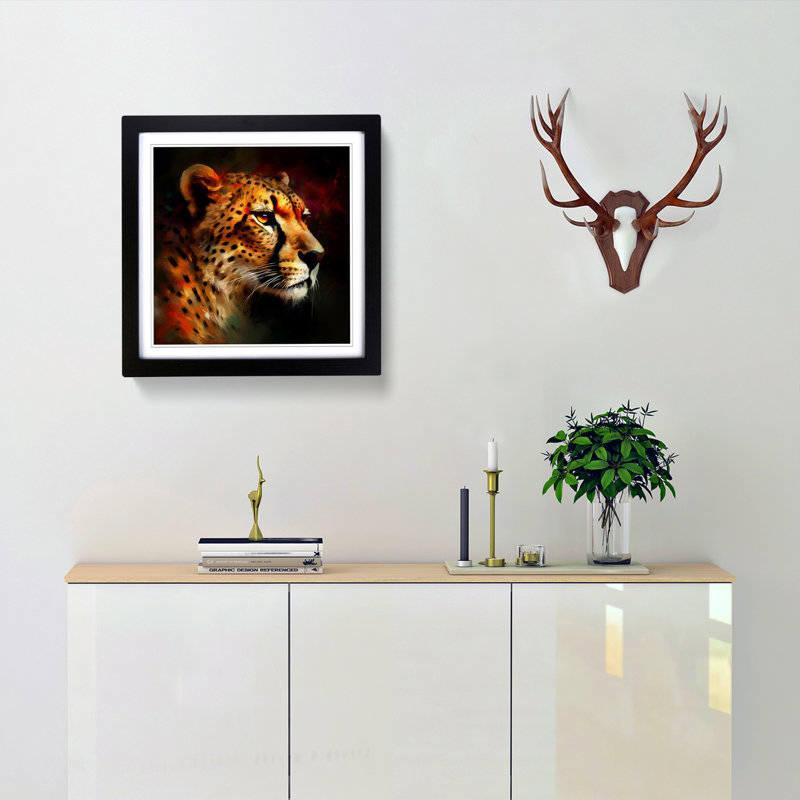 Cheetah Abstract Art No.4 - Framed Print, Black