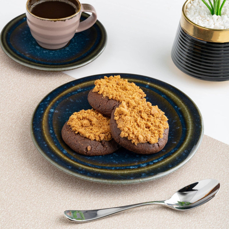 Assiette plate en porcelaine SPLASH DENIM, 10,63 x 10,63 x 0,98 po, Splash denim