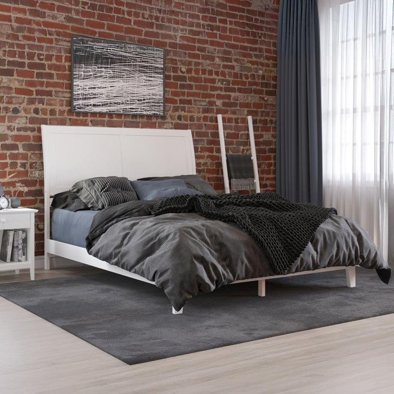 Portland Low Profile Solid Wood Platform Bed, Queen, White