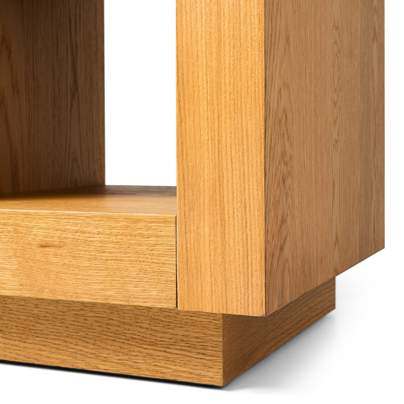 Artemis Natural Wood Cube Side Table with Shelf