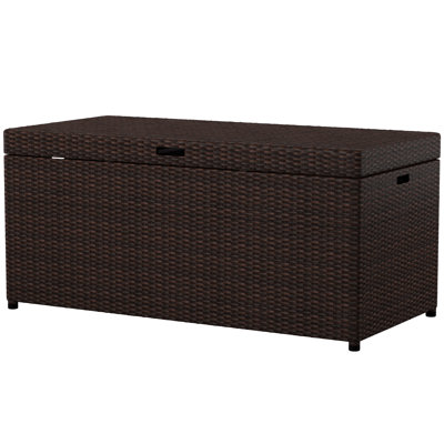 Latitude Run® Adelita 52'' W 100 Gallons Water Resistant Wicker Deck Box in Brown