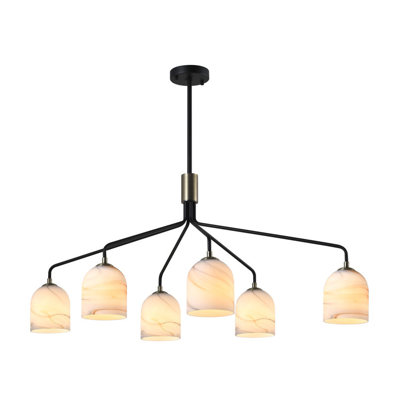 Grandy - noir avec accent en laiton brossé - abat-jour en verre de style albâtre, H 61 po x l 40,55 po x P 23,62 po