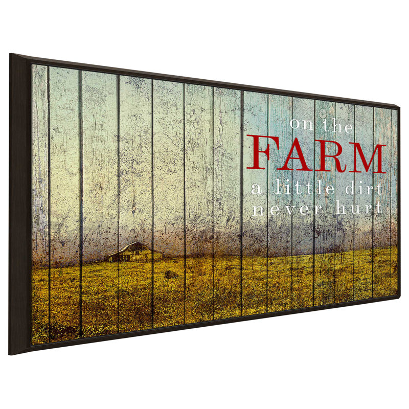 «On The Farm II», impression, H 21,5 po x l 33,5 po x P 2 po, Cadre flottant espresso