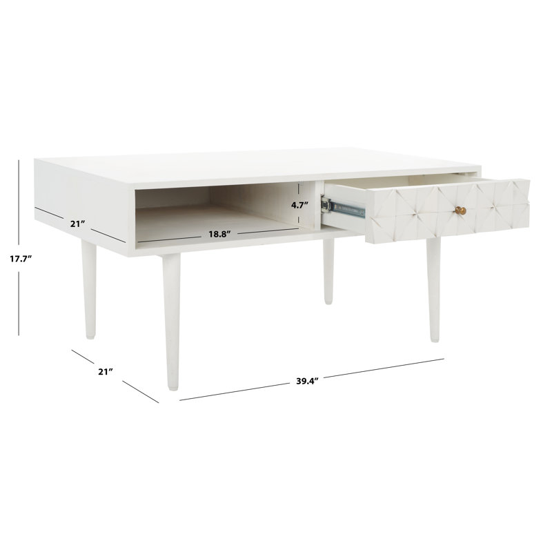 Lilyth Solid Wood Single Coffee Table, White Wash