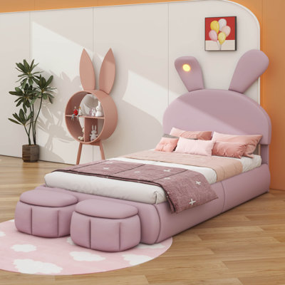 Lit plateforme tapissier simple avec oreilles de dessin animé ludiques