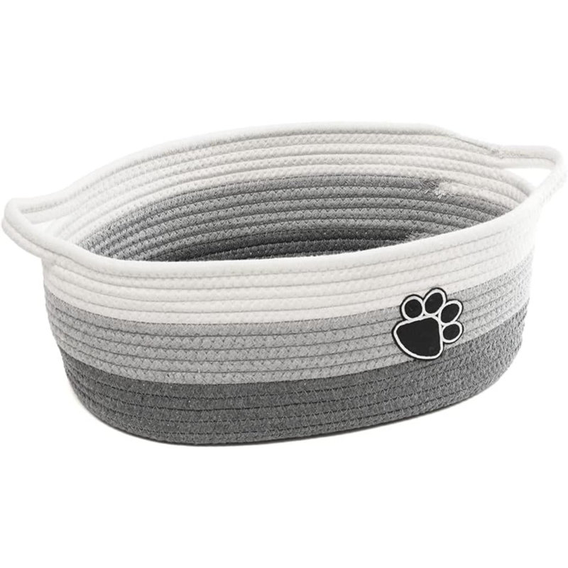 Small Woven Baskets For Organizing Rope Storage Basket With Handle Cute Cotton Nursery Gift Dog Toy Bins Organizer
