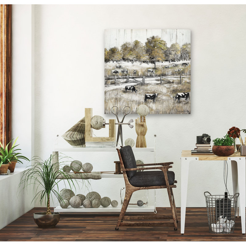 « lazy pâturage », peinture sur toile tendue, H 24 po x l 24 po x P 1,5 po