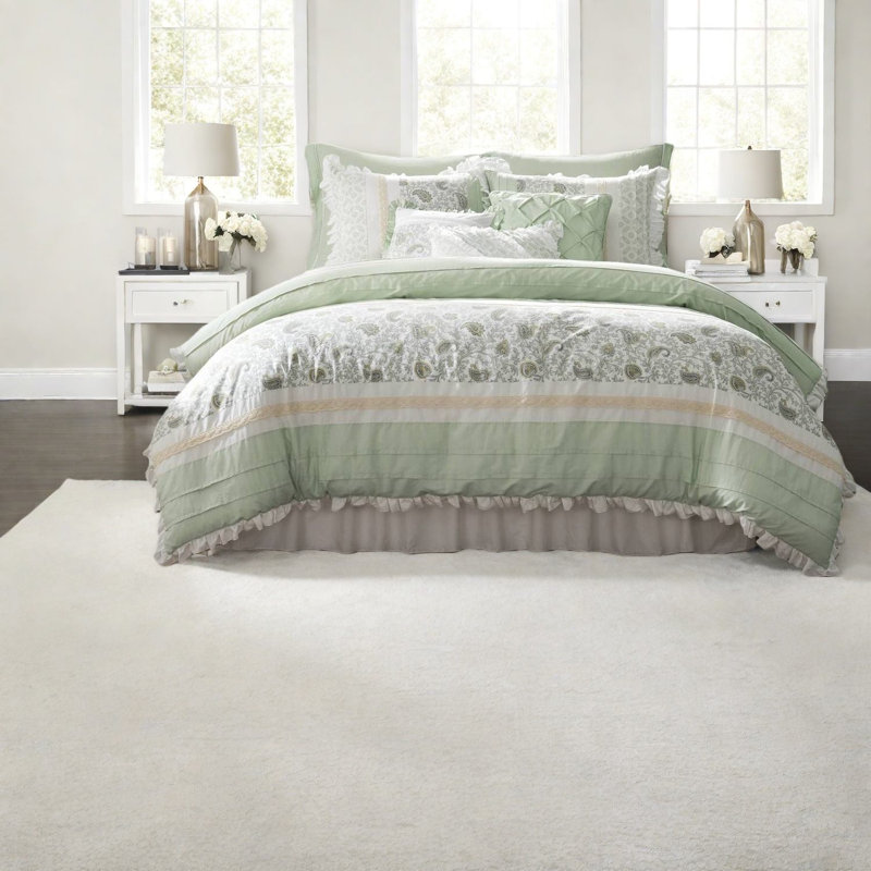 Ensemble de literie, coton percale grand, maison de ferme florale