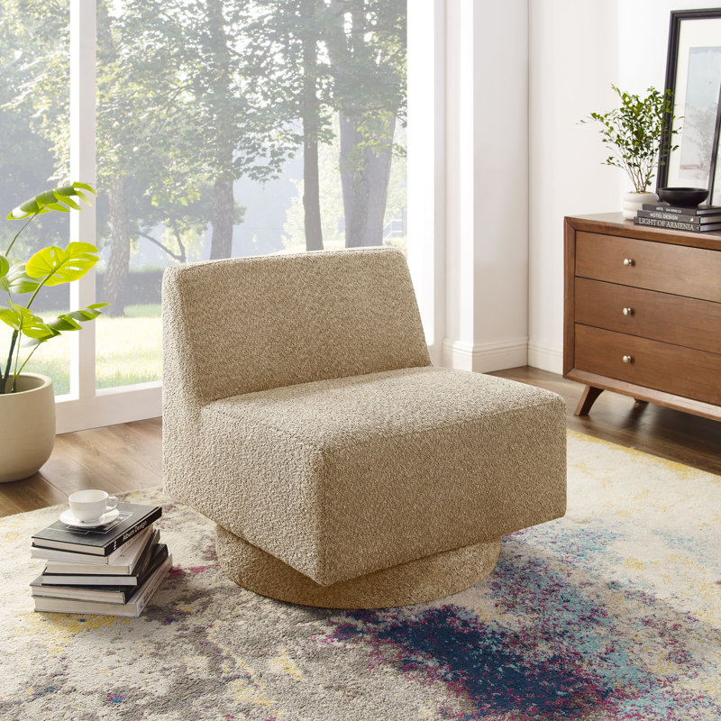 Ensemble de 2 fauteuils pivotants rembourrés Camerynn, 100 % polyester brun clair