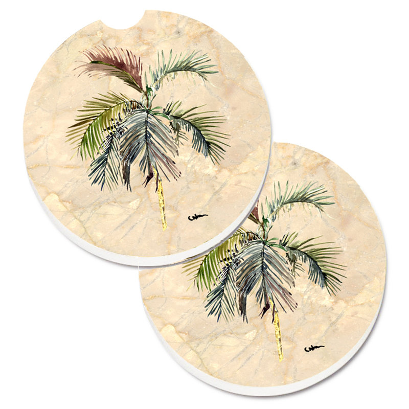 Ceramic Round 2 Piece Car Coaster Set