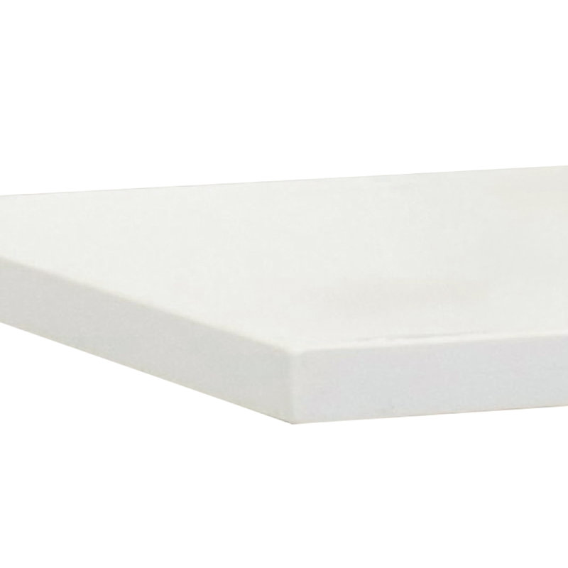 43 in. White Quartz Top with Single White Ceramic Rectangular Sink