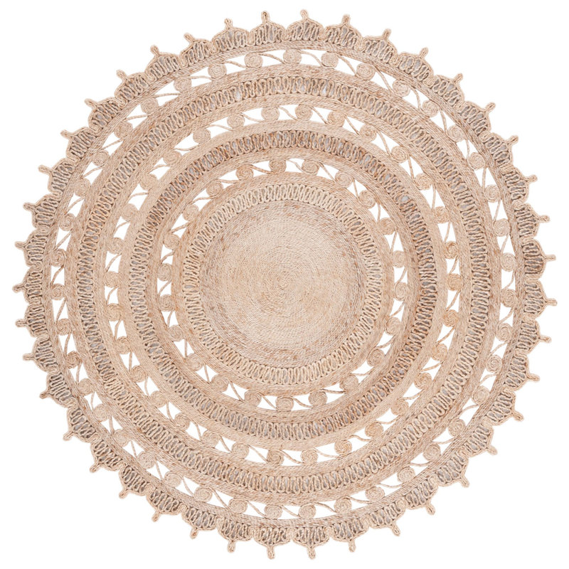 Charlye Natural Fiber Flat Weave Jute Solid Color Rug, Round 6'