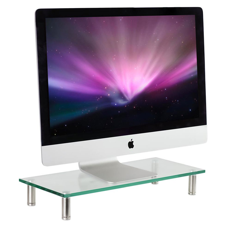 Mount-It! Tempered Glass Monitor Stand Computer Desktop Riser Fits 24 - 32 Inch Screens, 66 Lbs.