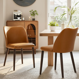 Upholstered Solid Wood Small Dining Chairs - Ergonomic Curve & Plush Padding for Multiple Spaces (Set of 2)