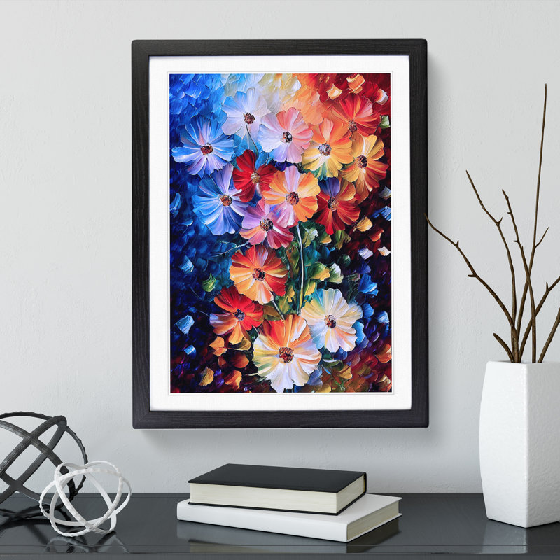 A Selection Of Flowers No.1 - Single Picture Frame Print, Black, 34cm H x 25cm W x 2cm D