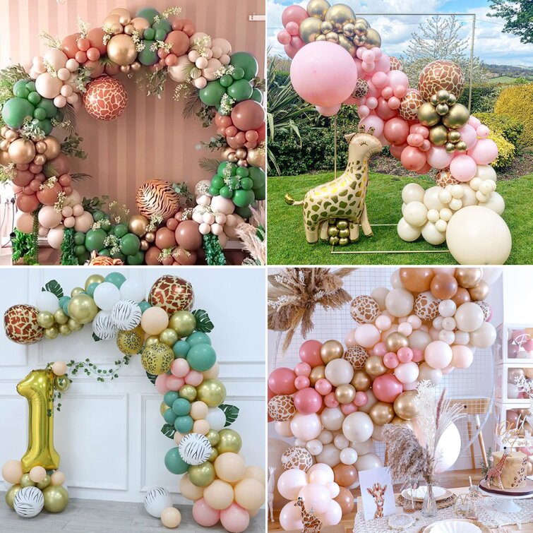 MMTX 102Pcs Balloon Set Luxury 4D Giraffe Leopard Pattern Balloon