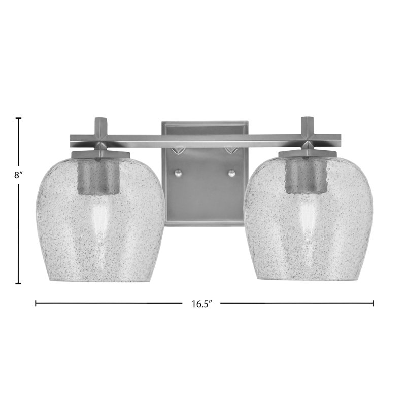 Barre de salle de bain Fausley avec verre à bulles de fumée de 6 po, H 8 po x l 16,5 po x P 7,25 po, 2 lumières, Graphite