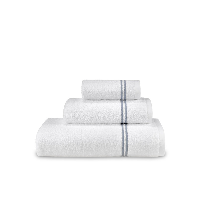 Glendell 3 Piece Turkish Cotton Towel Set, White/Blue
