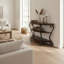 Console demi-lune avec rangement, 2 tablettes pour pneus
