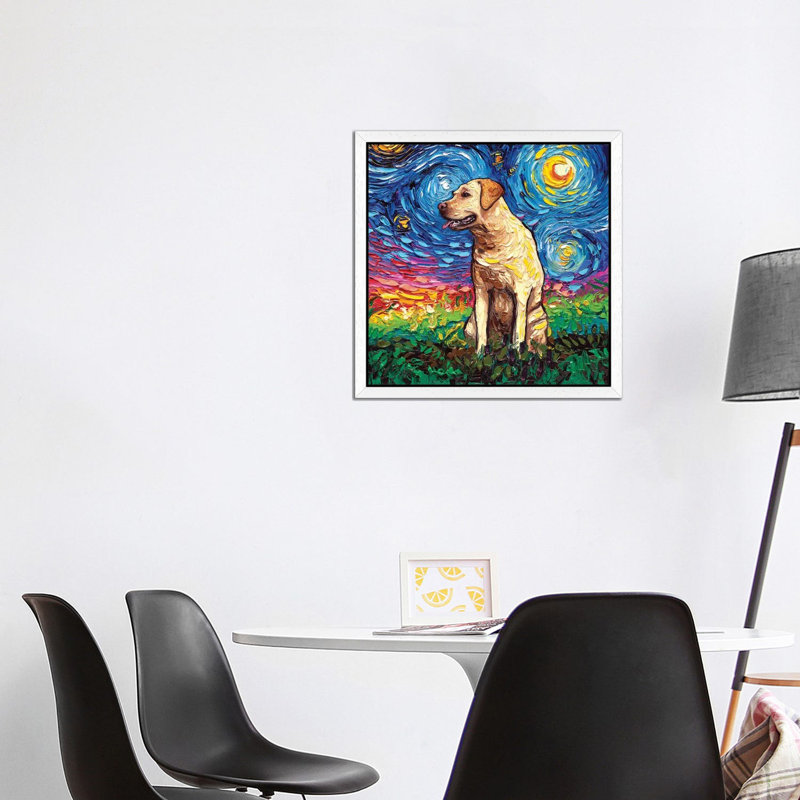 Labrador Night II by Aja Trier - Painting on Canvas, 66.04 cm H x 66.04 cm W, White Floater Framed