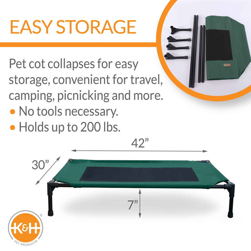 Polyester Pet Bed, Green/Black, Large (42" W x 30" D x 7" H)