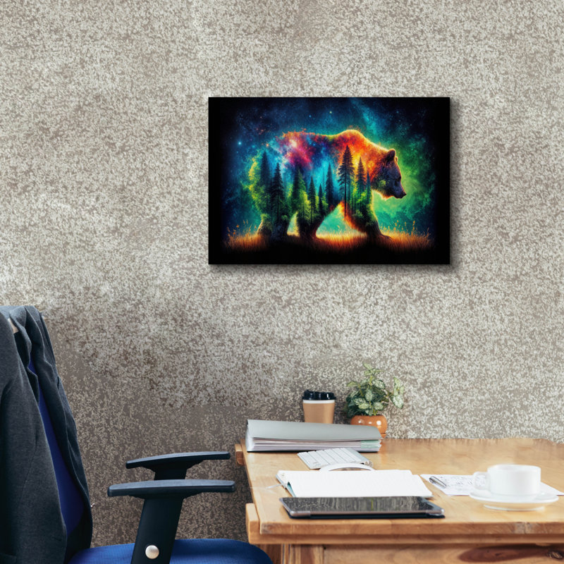  «Vibrant Bear 2» par Rey Klimt, art mural sur toile, 26 po x 18 po