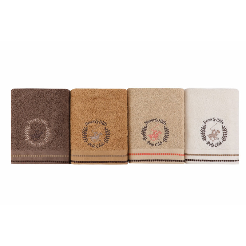 Ensemble de serviettes 4 pièces 100% coton, Caramel / brun / blanc / crème