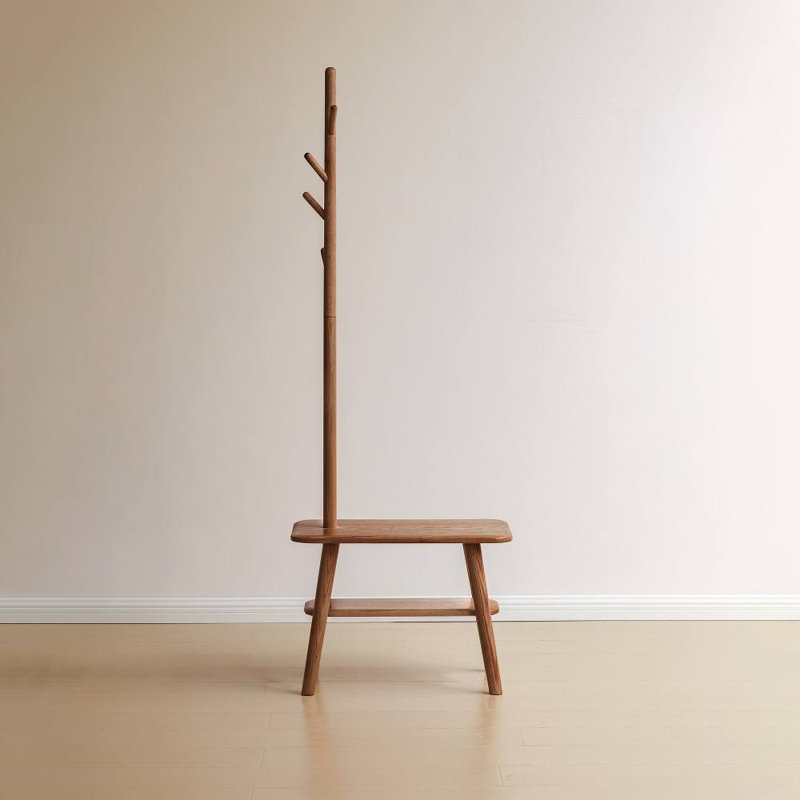 Shoe Stool With Cloth Hanger (Natural)