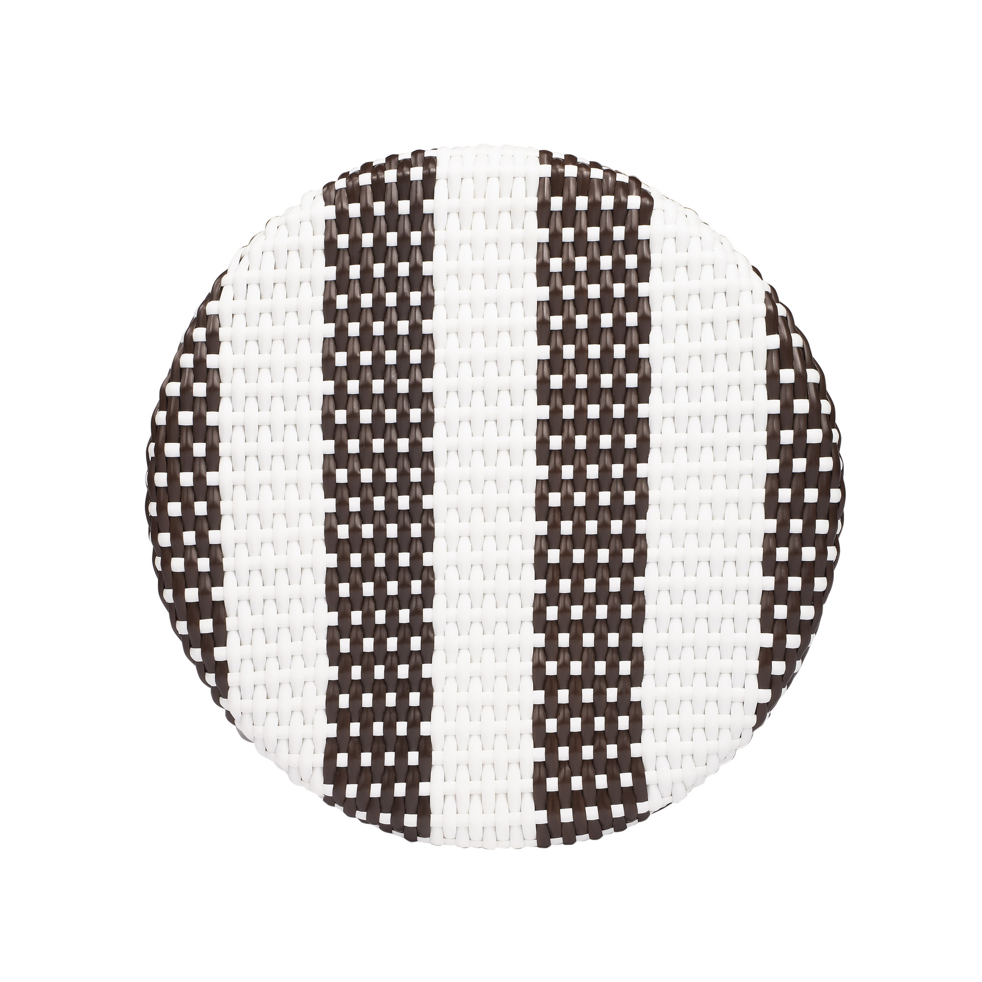 Alastair Bar & Counter Stool, White/Brown Stripe/Dark Brown Rattan Frame, Bar Stool (30" Seat Height)