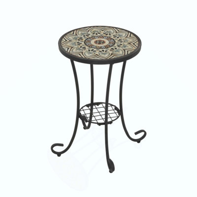 Patio Side Table with Shelf