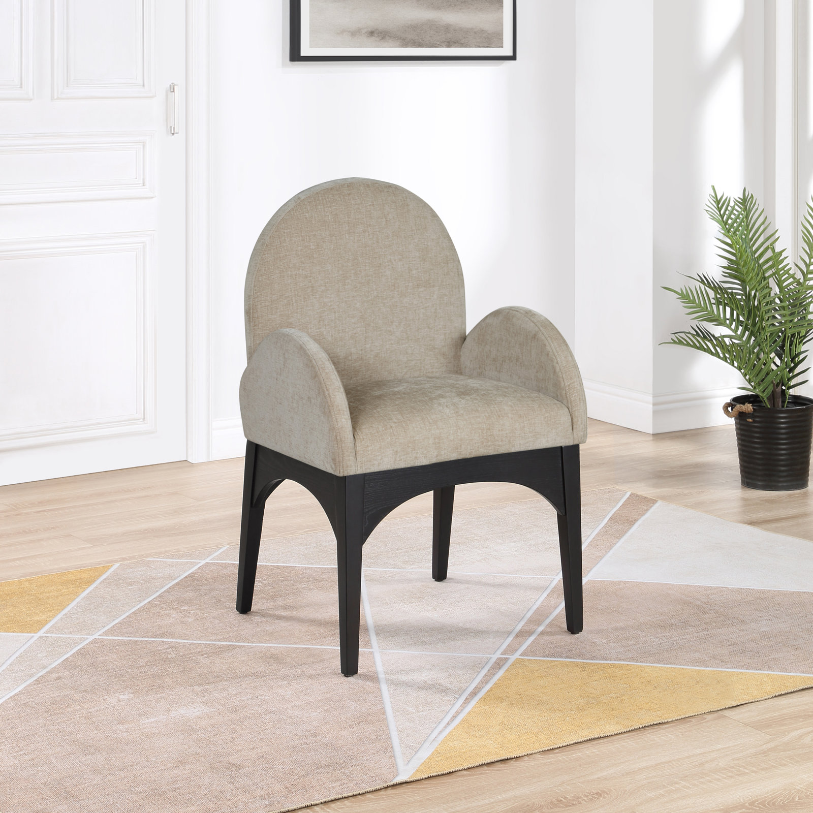 Waldorf Armchair, Beige, Black