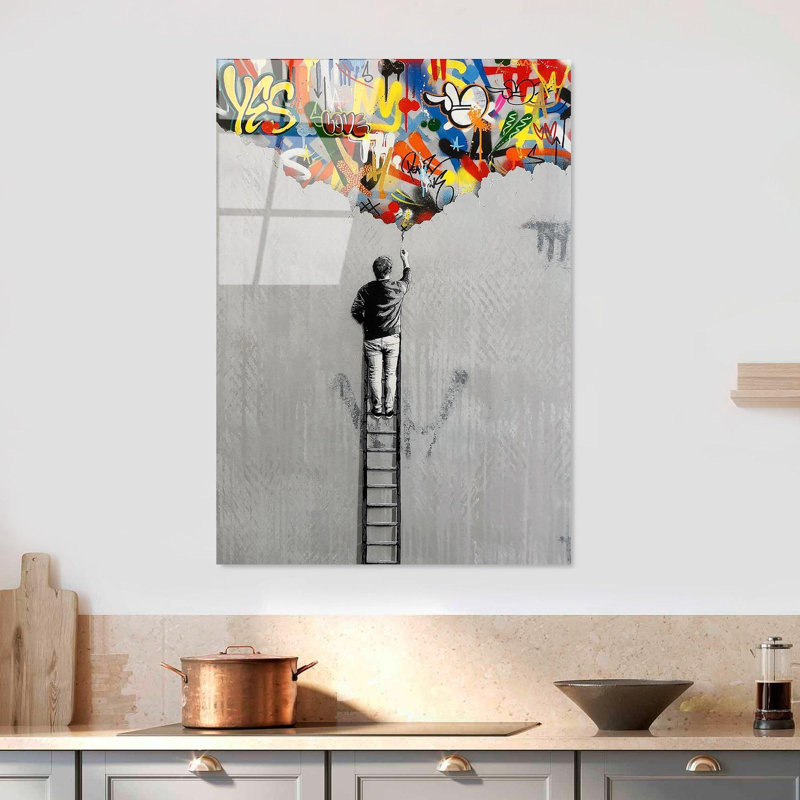Superbe peinture murale en verre trempé 27,6 po x 39,4 po | 100% verre trempé, épaisseur: 0,16 pouce | Décoration élégante pour le salon ou le bureau, durable et facile à nettoyer, idée de cadeau parfaite