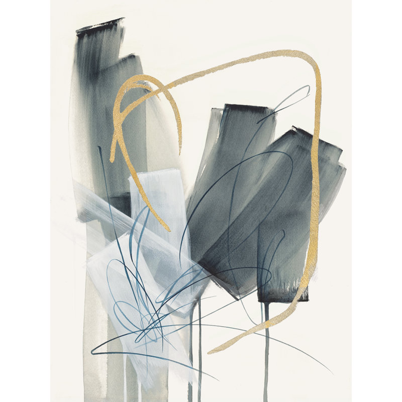 Neutral Blooms I Painting by Janice Sadler, Gilded Gold, 40" H x 30" W