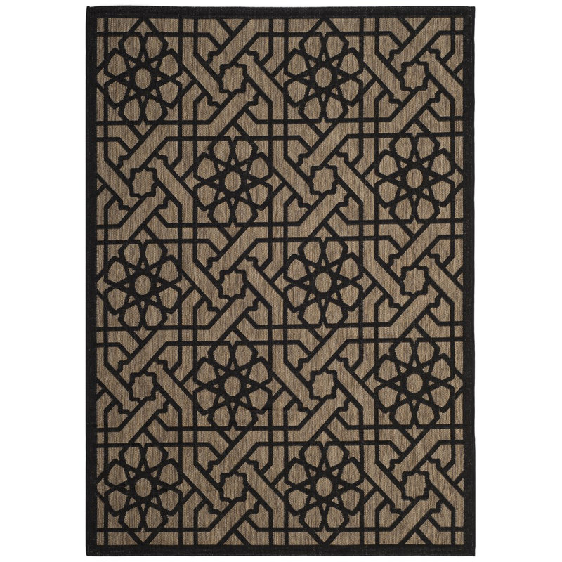 Noir/beige à motif géométrique Narooma Tapis décoratif, Rectangle 4 pi x 5 pi 7 po
