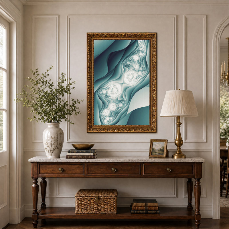 Art mural sur toile bleu sarcelle, H 24 po x l 16 po