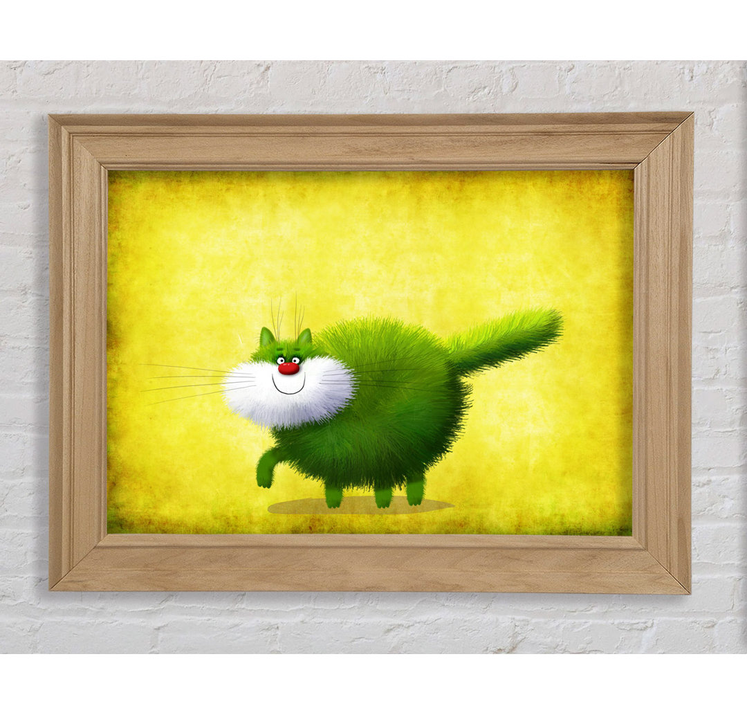 The Green Fuzzy Cat - Bilderrahmen Kunstdrucke