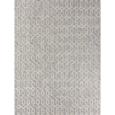 Berlin Cowhide Geometric Area Rug in Silver