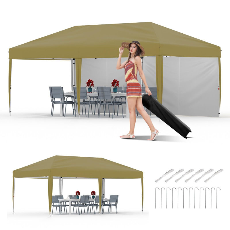 10'x 20' Pop up Canopy Tent, Heavy Duty Outdoor Canopy Tent, Instant Easy Setup Commercial Canopy Tent, Portable Outdoor Tent for Farmers' Market, Wedding, Patio, Party, Event