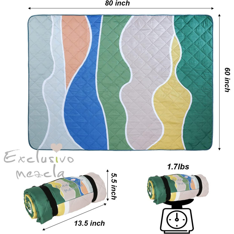 Throw Blanket, Waved Green