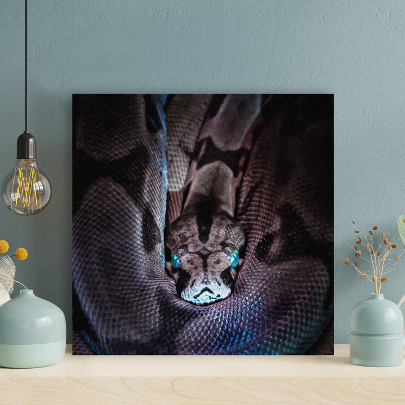 Brun et serpent noir - peinture sur toile tendue, H 12 po x l 12 po