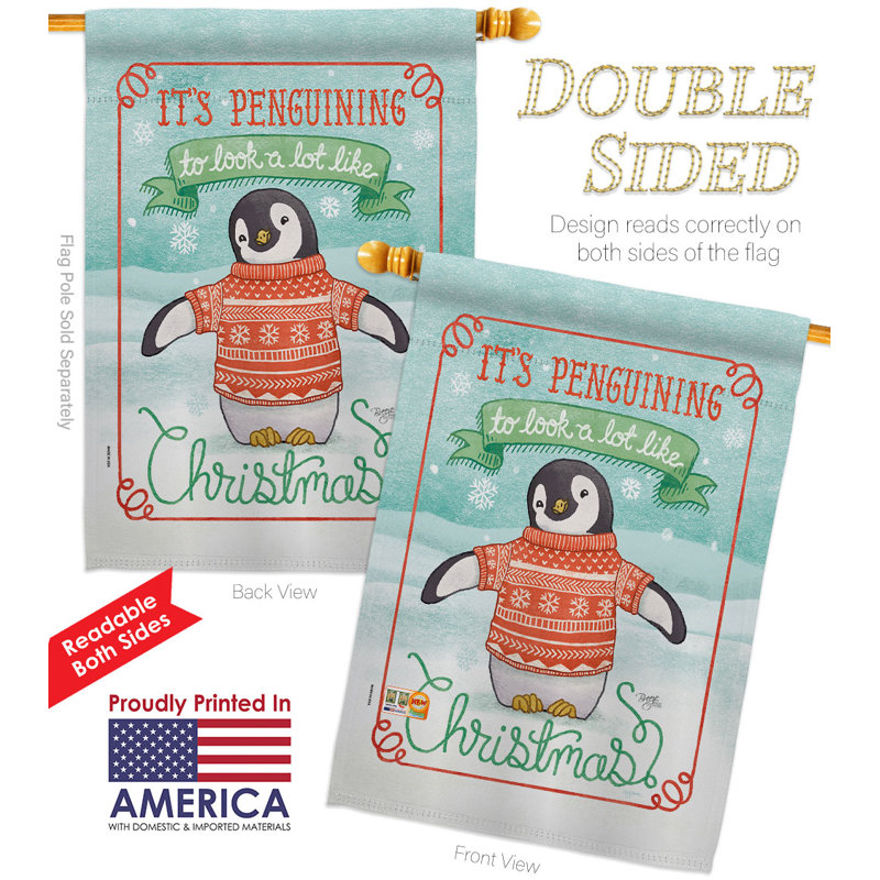 Double Sided 40'' H x 28'' W Polyester Christmas House Flag
