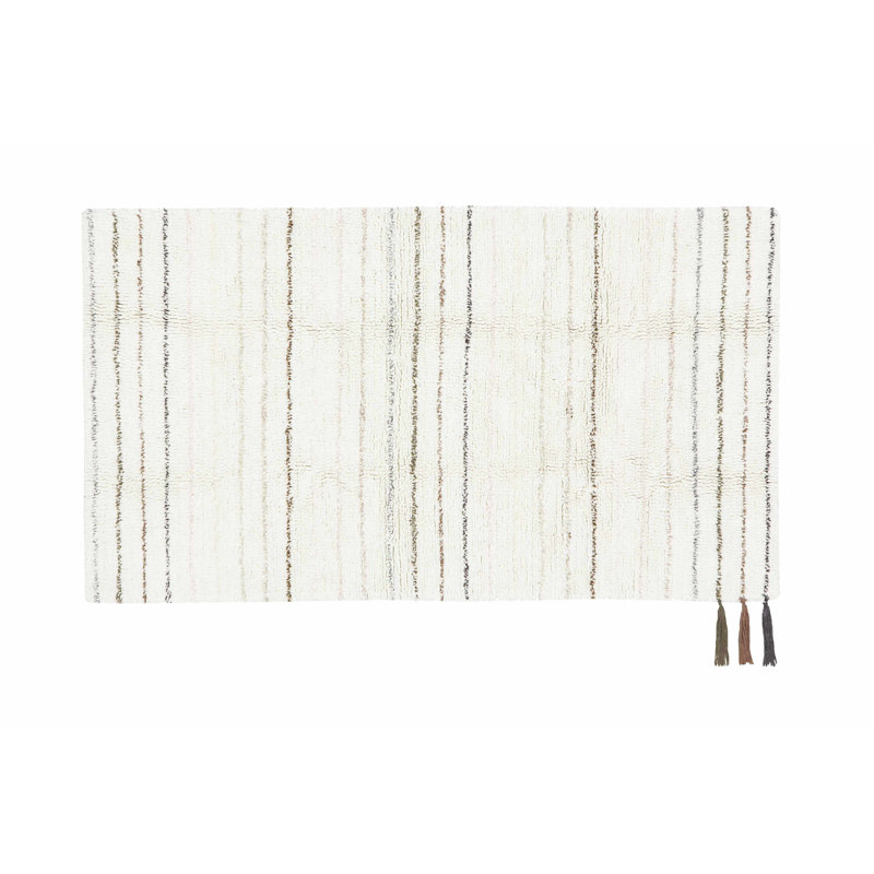 Tapis rose en laine mouton Arona rond, Rectangle 2 pi 7 po x 4 pi 7 po