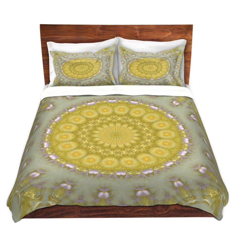 Polyester Duvet Cover, 1 Twin Duvet Cover + 1 Standard Sham, Yellow/Gray