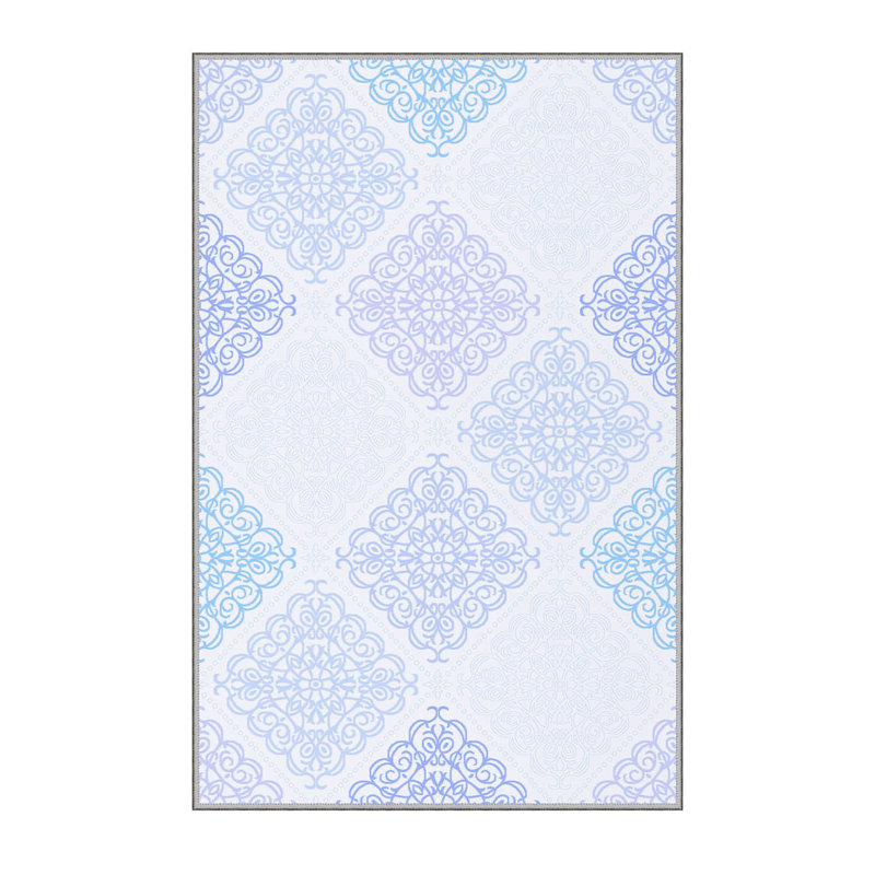Tapis bleu en polyester Bowlin, Rectangle 3 pi 11 po x 5 pi 11 po